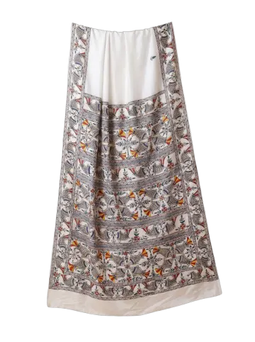 Natural tussar saree with Matsya fish motifs