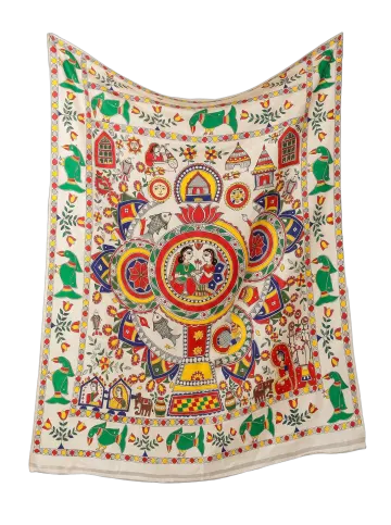 Natural Madhubani Kohbar tussar silk saree